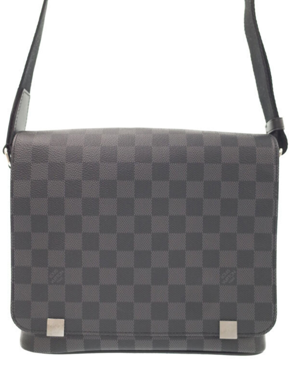 Louis Vuitton Damier District NM Shoulder Bag Canvas Leather Graphite Black